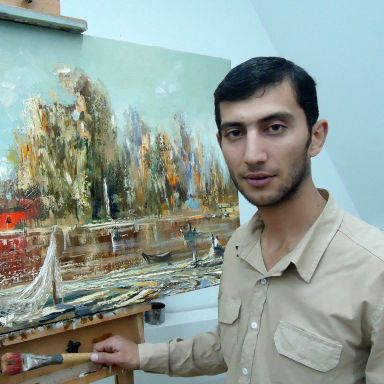 Meeting of artist Jalal Agayev with members of AXIN